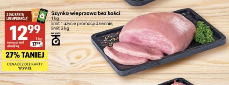 Szynka wieprzowa bez kości w ofercie sklepu Delikatesy Centrum