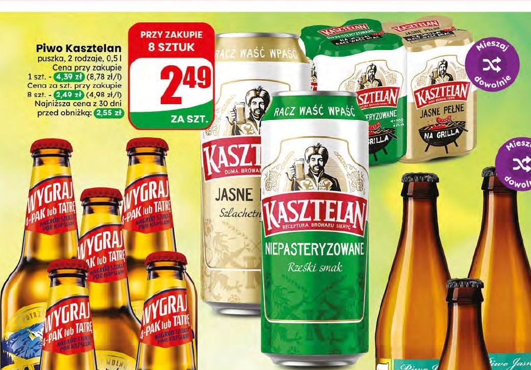 Piwo Kasztelan w ofercie sklepu dino