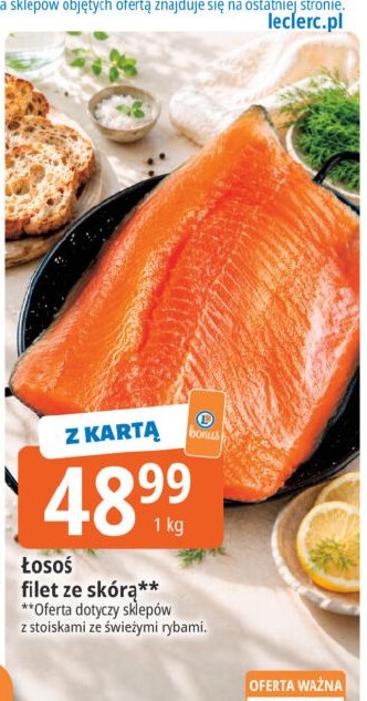 Łosoś filet ze skórą w ofercie sklepu E.Leclerc