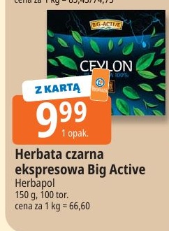 Herbata czarna ekspresowa Big Active w ofercie sklepu E.Leclerc