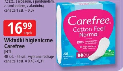 Wkładki higieniczne Carefree w ofercie sklepu E.Leclerc