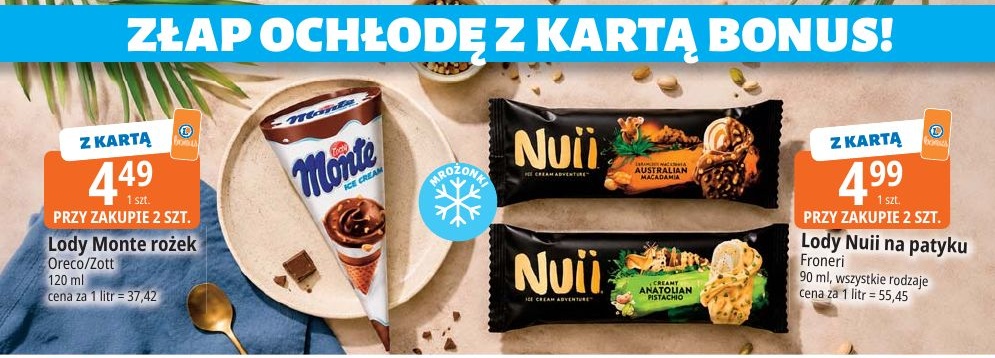 Lody Monte rożek w ofercie sklepu E.Leclerc
