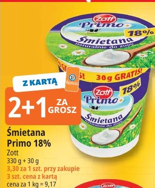 Śmietana Primo 18% w ofercie sklepu E.Leclerc