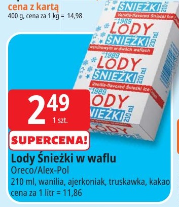 Lody Śnieżki w waflu w ofercie sklepu E.Leclerc