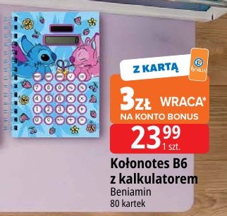Kołonotes B6 z kalkulatorem w ofercie sklepu E.Leclerc