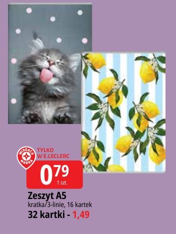Zeszyt A5 w ofercie sklepu E.Leclerc