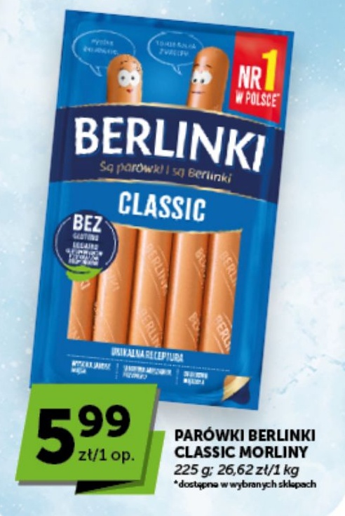 PARÓWKI BERLINKI CLASSIC MORLINY w ofercie sklepu groszek