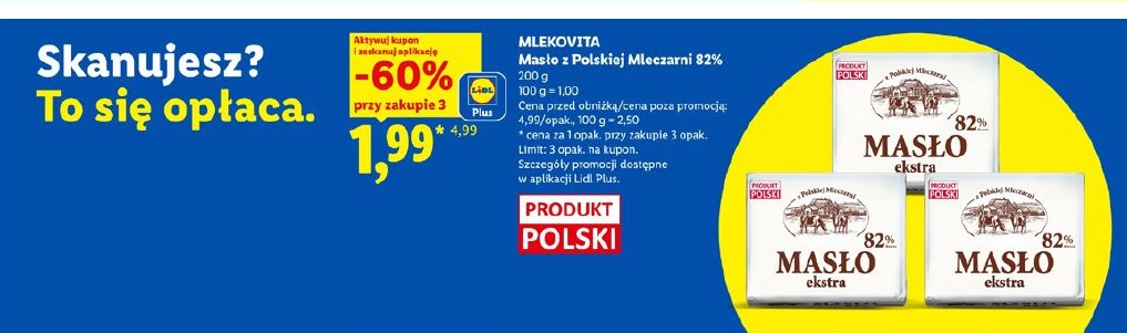 Masło z Polskiej Mleczarni 82% w ofercie sklepu LIDL