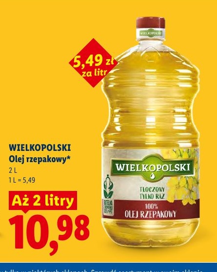 Olej rzepakowy Wielkopolski w ofercie sklepu LIDL