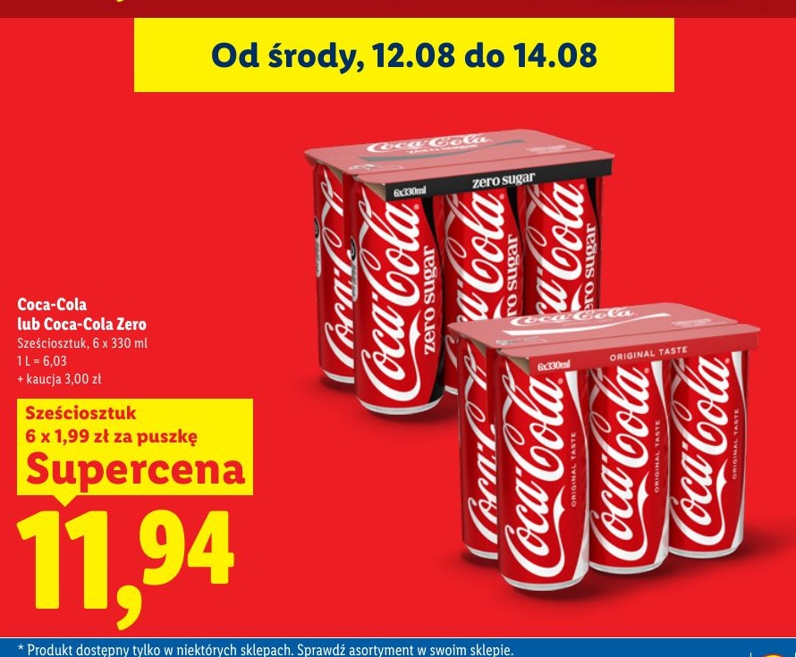 Coca-Cola w ofercie sklepu LIDL
