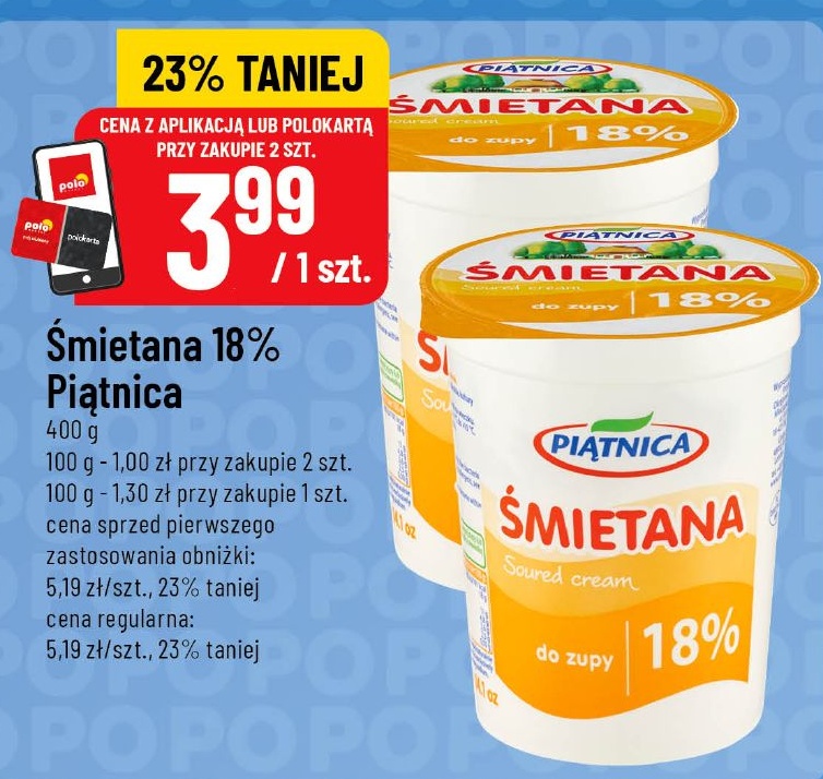 Śmietana 18% w ofercie sklepu POLOmarket