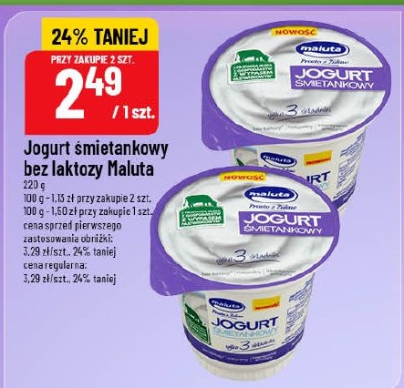 Jogurt śmietankowy bez laktozy Maluta w ofercie sklepu POLOmarket