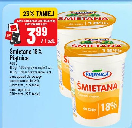 Śmietana 18% w ofercie sklepu POLOmarket