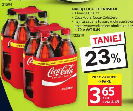 Napój Coca Cola w ofercie sklepu SELGROS