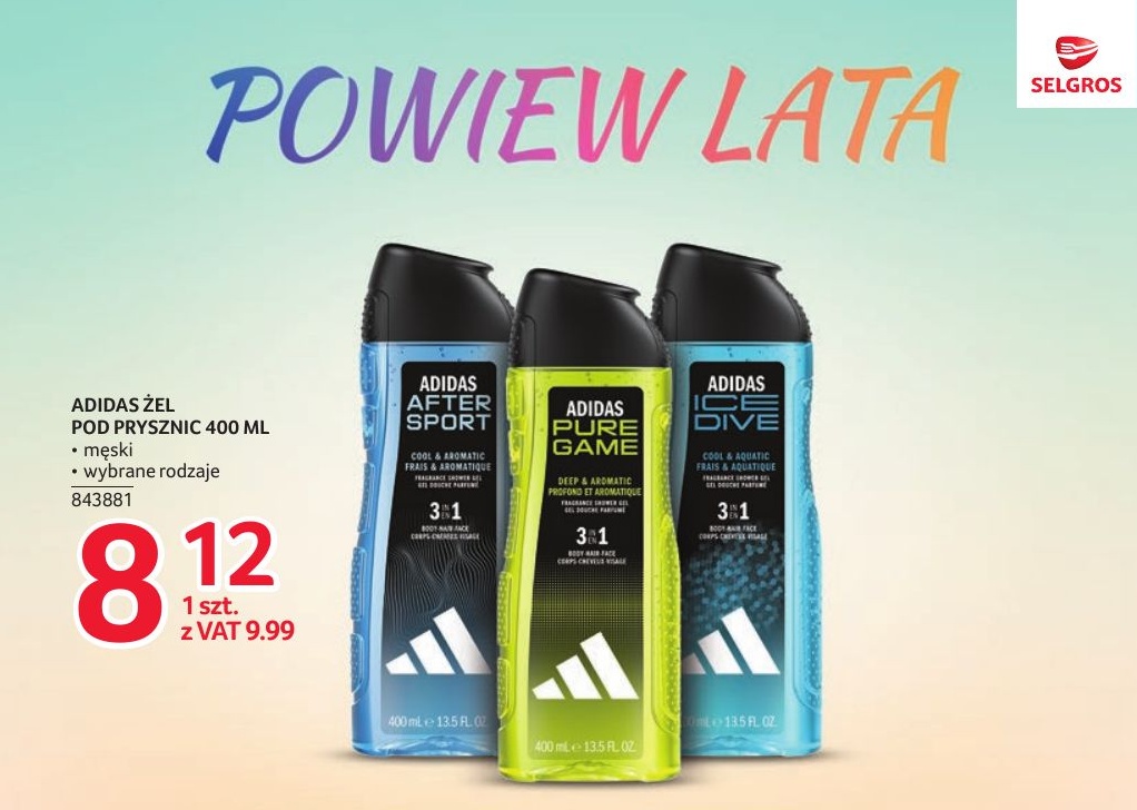 Żel pod prysznic Adidas w ofercie sklepu SELGROS