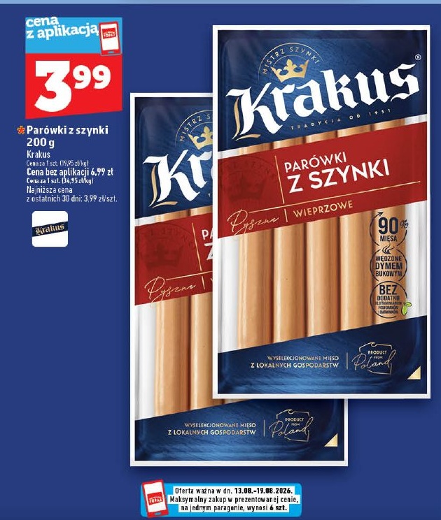 Parówki z szynki w ofercie sklepu Topaz