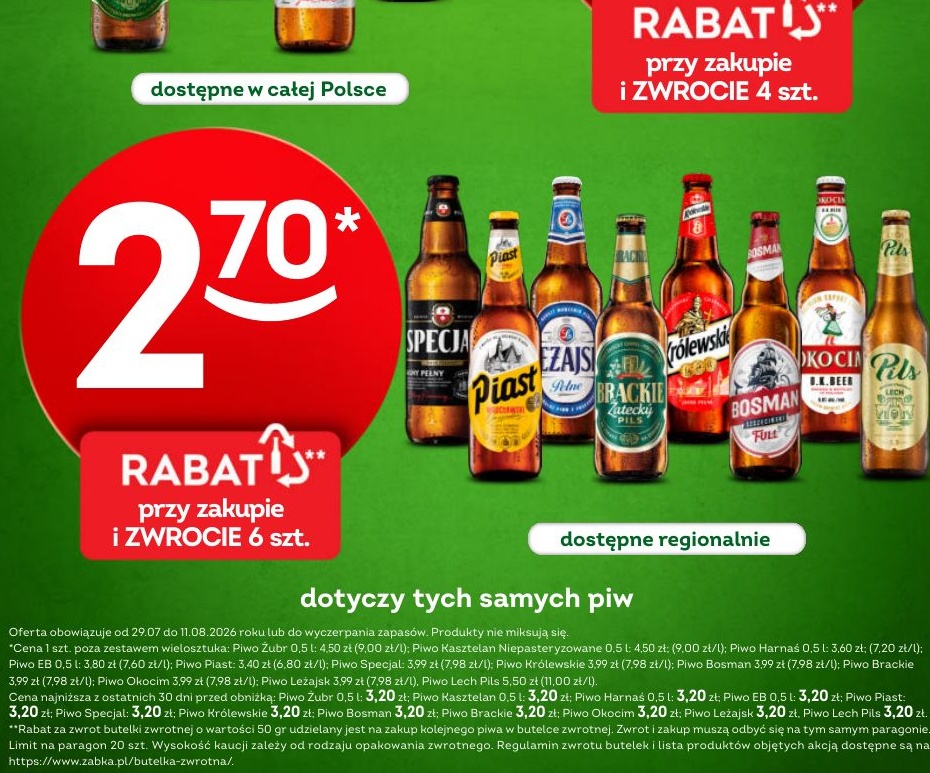 Piwo Żubr w ofercie sklepu Żabka