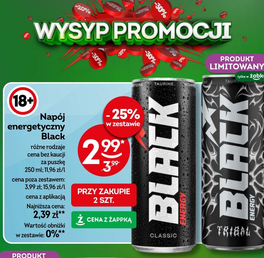 Napój energetyczny Black w ofercie sklepu Żabka