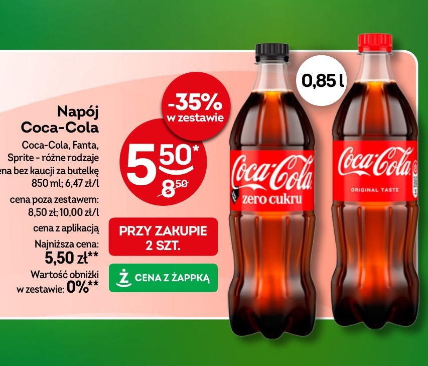 Napój Coca Cola w ofercie sklepu Żabka
