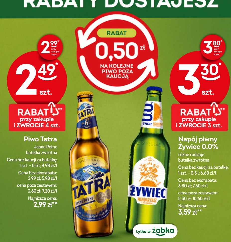 Piwo Tatra Jasne Pełne w ofercie sklepu Żabka