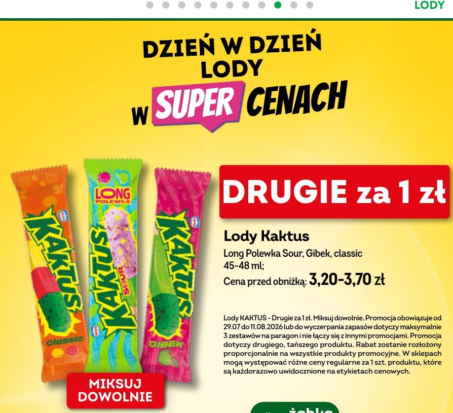 Lody Kaktus w ofercie sklepu Żabka