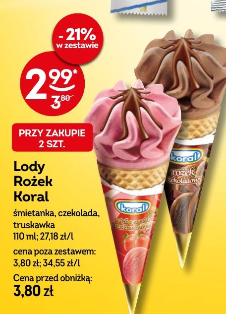Lody rożek Koral w ofercie sklepu Żabka
